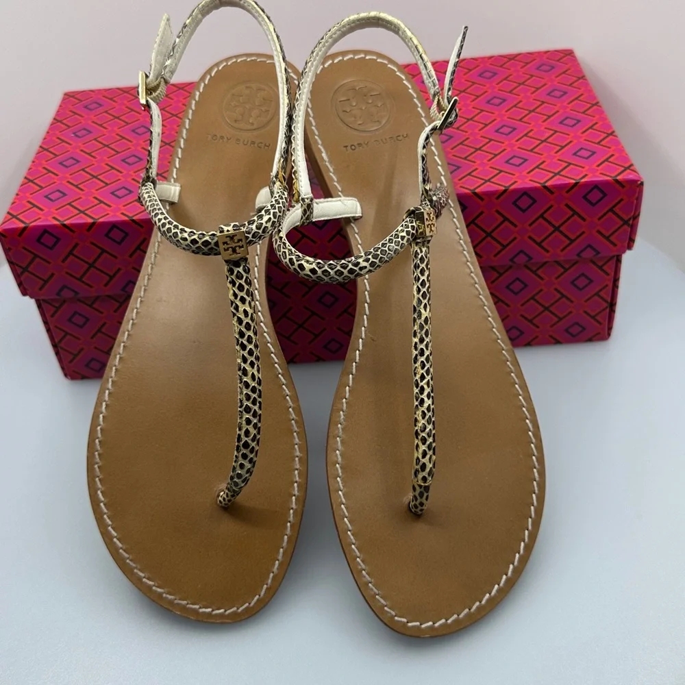 Tory Burch Black and Tan Sandals size 11